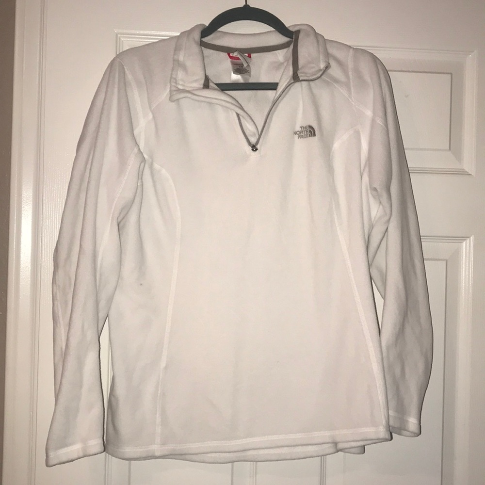 Large White North Face Quarter Zip Fleece